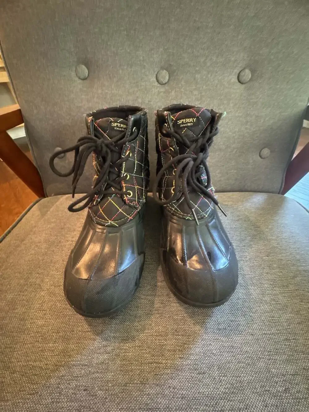 Sperry Port Rainbow Quilted Duck Boots for Kids